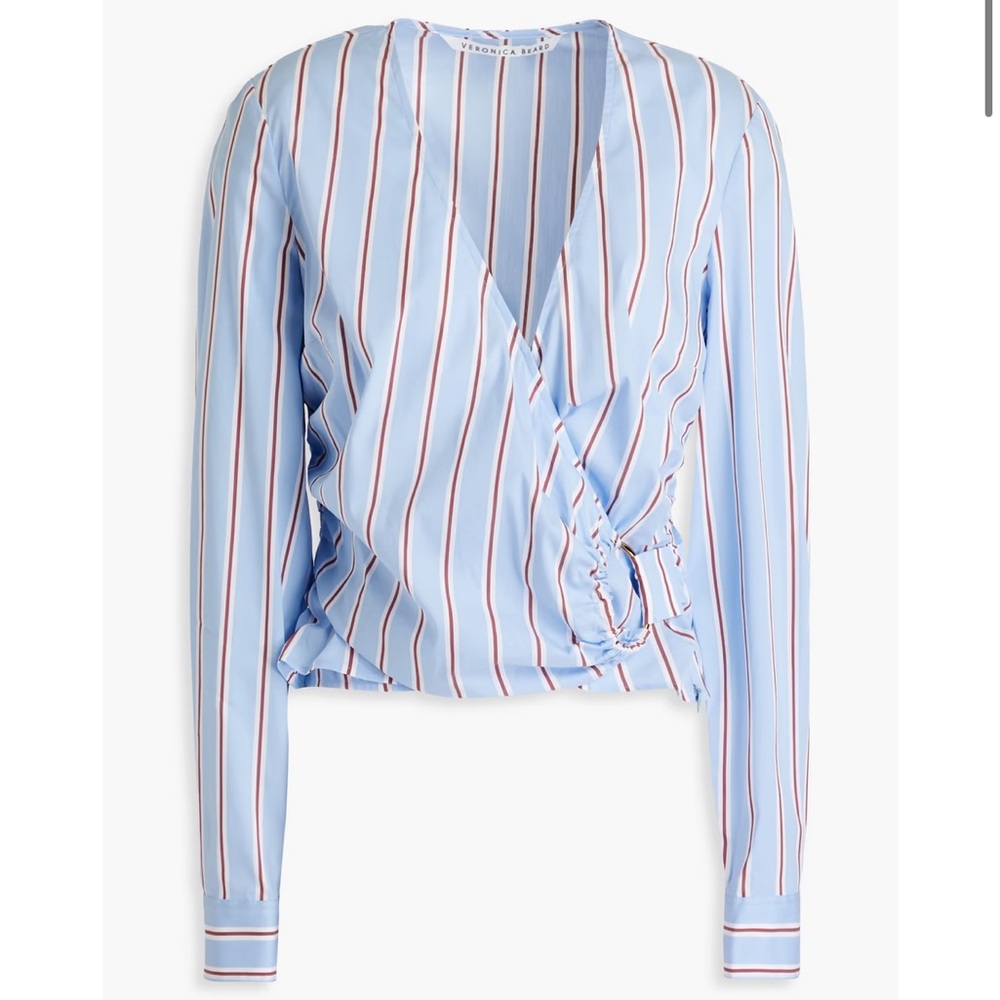 Veronica Beard Blue Striped Blouse